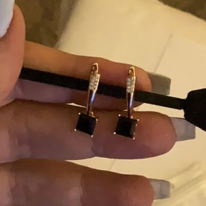 18k Gold Plated Square cut Stone Earring NWOT